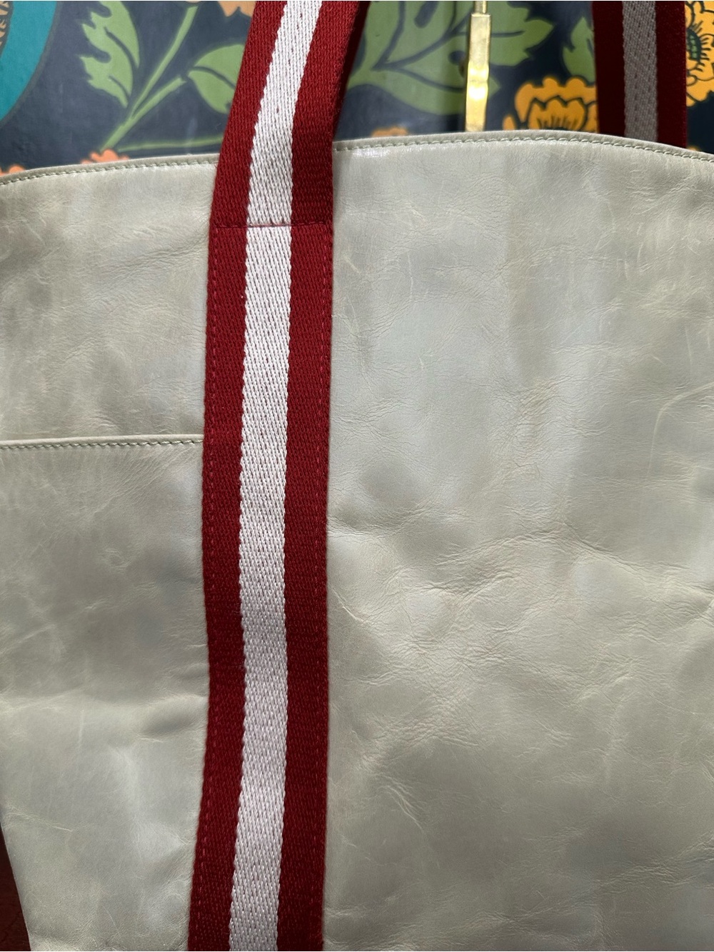 Bally Terrabella Trainspotting Leather Tote Pearl Ivory Red Stripe Made in Italy - Picture 4 of 13